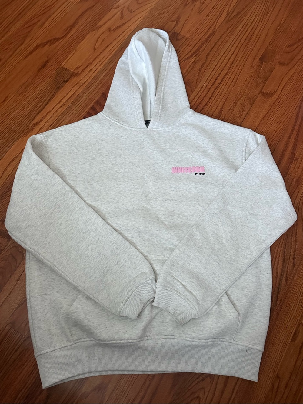 White Fox Sweatshirt Hoodie Animal Leopard Cheetah Print M/L